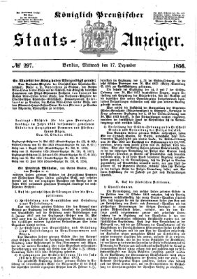 Königlich Preußischer Staats-Anzeiger (Allgemeine preußische Staats-Zeitung) Mittwoch 17. Dezember 1856