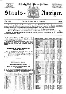 Königlich Preußischer Staats-Anzeiger (Allgemeine preußische Staats-Zeitung) Freitag 19. Dezember 1856