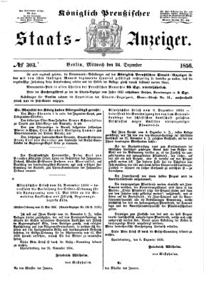 Königlich Preußischer Staats-Anzeiger (Allgemeine preußische Staats-Zeitung) Mittwoch 24. Dezember 1856