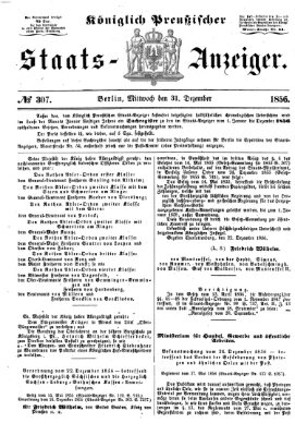 Königlich Preußischer Staats-Anzeiger (Allgemeine preußische Staats-Zeitung) Mittwoch 31. Dezember 1856