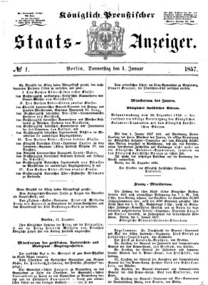 Königlich Preußischer Staats-Anzeiger (Allgemeine preußische Staats-Zeitung) Donnerstag 1. Januar 1857