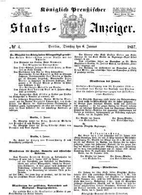 Königlich Preußischer Staats-Anzeiger (Allgemeine preußische Staats-Zeitung) Dienstag 6. Januar 1857