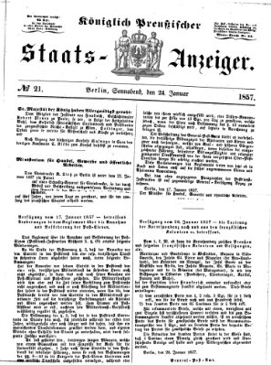 Königlich Preußischer Staats-Anzeiger (Allgemeine preußische Staats-Zeitung) Samstag 24. Januar 1857