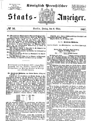 Königlich Preußischer Staats-Anzeiger (Allgemeine preußische Staats-Zeitung) Freitag 6. März 1857