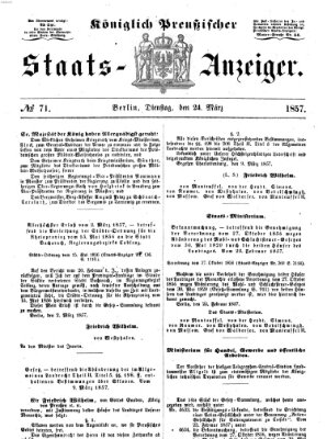 Königlich Preußischer Staats-Anzeiger (Allgemeine preußische Staats-Zeitung) Dienstag 24. März 1857