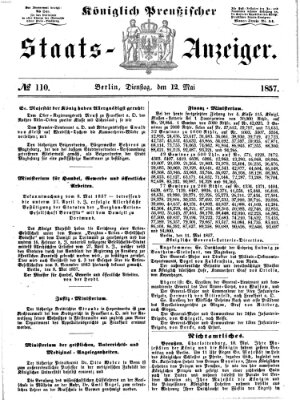 Königlich Preußischer Staats-Anzeiger (Allgemeine preußische Staats-Zeitung) Dienstag 12. Mai 1857