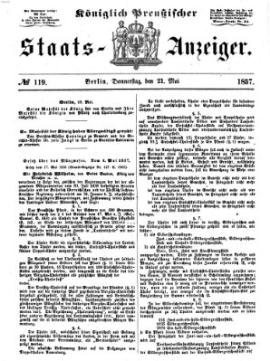 Königlich Preußischer Staats-Anzeiger (Allgemeine preußische Staats-Zeitung) Donnerstag 21. Mai 1857