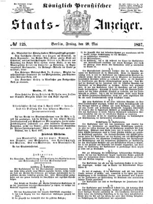 Königlich Preußischer Staats-Anzeiger (Allgemeine preußische Staats-Zeitung) Freitag 29. Mai 1857