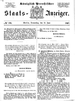 Königlich Preußischer Staats-Anzeiger (Allgemeine preußische Staats-Zeitung) Donnerstag 11. Juni 1857