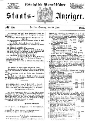 Königlich Preußischer Staats-Anzeiger (Allgemeine preußische Staats-Zeitung) Sonntag 28. Juni 1857