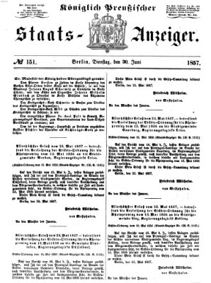 Königlich Preußischer Staats-Anzeiger (Allgemeine preußische Staats-Zeitung) Dienstag 30. Juni 1857