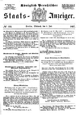 Königlich Preußischer Staats-Anzeiger (Allgemeine preußische Staats-Zeitung) Mittwoch 1. Juli 1857