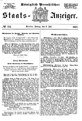 Königlich Preußischer Staats-Anzeiger (Allgemeine preußische Staats-Zeitung) Freitag 3. Juli 1857