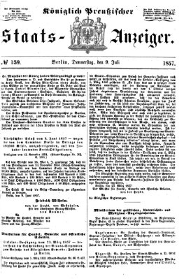 Königlich Preußischer Staats-Anzeiger (Allgemeine preußische Staats-Zeitung) Donnerstag 9. Juli 1857