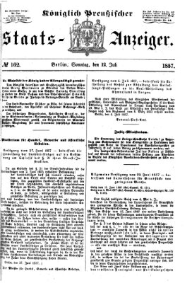 Königlich Preußischer Staats-Anzeiger (Allgemeine preußische Staats-Zeitung) Sonntag 12. Juli 1857