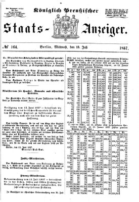 Königlich Preußischer Staats-Anzeiger (Allgemeine preußische Staats-Zeitung) Mittwoch 15. Juli 1857