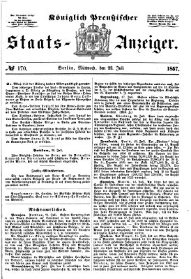 Königlich Preußischer Staats-Anzeiger (Allgemeine preußische Staats-Zeitung) Mittwoch 22. Juli 1857