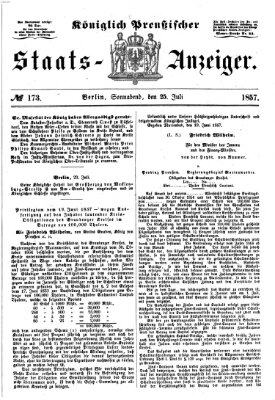 Königlich Preußischer Staats-Anzeiger (Allgemeine preußische Staats-Zeitung) Samstag 25. Juli 1857