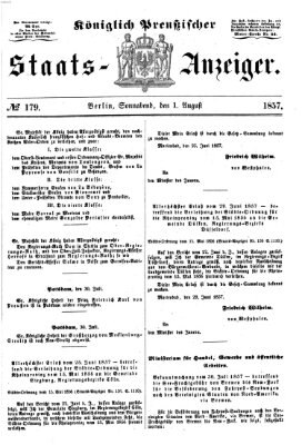 Königlich Preußischer Staats-Anzeiger (Allgemeine preußische Staats-Zeitung) Samstag 1. August 1857