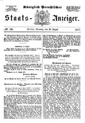 Königlich Preußischer Staats-Anzeiger (Allgemeine preußische Staats-Zeitung) Sonntag 23. August 1857