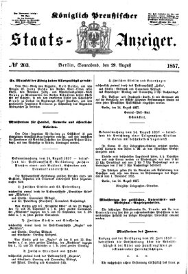 Königlich Preußischer Staats-Anzeiger (Allgemeine preußische Staats-Zeitung) Samstag 29. August 1857