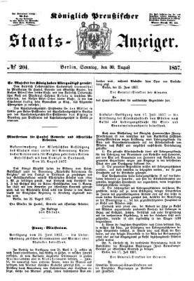 Königlich Preußischer Staats-Anzeiger (Allgemeine preußische Staats-Zeitung) Sonntag 30. August 1857