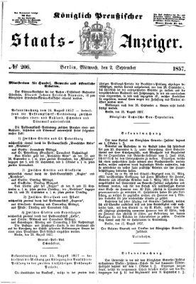 Königlich Preußischer Staats-Anzeiger (Allgemeine preußische Staats-Zeitung) Mittwoch 2. September 1857