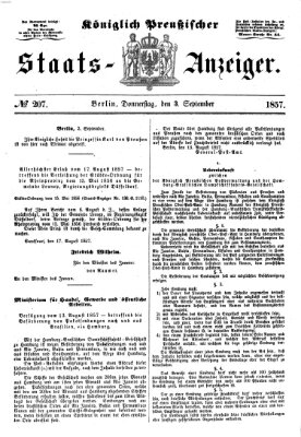 Königlich Preußischer Staats-Anzeiger (Allgemeine preußische Staats-Zeitung) Donnerstag 3. September 1857