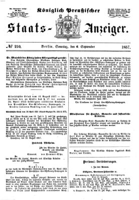 Königlich Preußischer Staats-Anzeiger (Allgemeine preußische Staats-Zeitung) Sonntag 6. September 1857