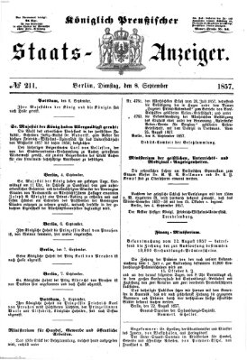 Königlich Preußischer Staats-Anzeiger (Allgemeine preußische Staats-Zeitung) Dienstag 8. September 1857