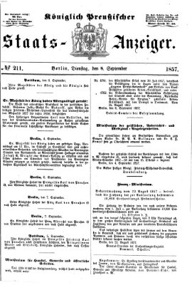 Königlich Preußischer Staats-Anzeiger (Allgemeine preußische Staats-Zeitung) Dienstag 8. September 1857