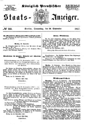 Königlich Preußischer Staats-Anzeiger (Allgemeine preußische Staats-Zeitung) Donnerstag 24. September 1857