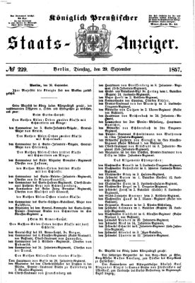 Königlich Preußischer Staats-Anzeiger (Allgemeine preußische Staats-Zeitung) Dienstag 29. September 1857