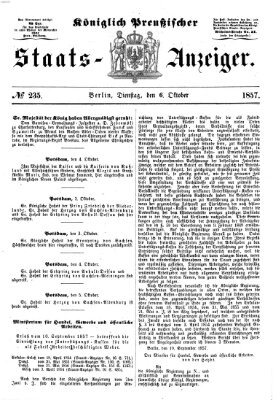 Königlich Preußischer Staats-Anzeiger (Allgemeine preußische Staats-Zeitung) Dienstag 6. Oktober 1857