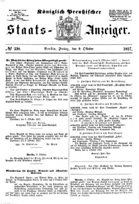 Königlich Preußischer Staats-Anzeiger (Allgemeine preußische Staats-Zeitung) Freitag 9. Oktober 1857