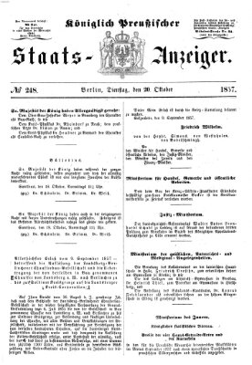 Königlich Preußischer Staats-Anzeiger (Allgemeine preußische Staats-Zeitung) Dienstag 20. Oktober 1857