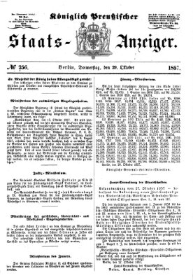 Königlich Preußischer Staats-Anzeiger (Allgemeine preußische Staats-Zeitung) Donnerstag 29. Oktober 1857