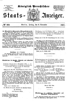 Königlich Preußischer Staats-Anzeiger (Allgemeine preußische Staats-Zeitung) Freitag 6. November 1857
