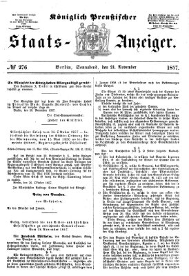 Königlich Preußischer Staats-Anzeiger (Allgemeine preußische Staats-Zeitung) Samstag 21. November 1857