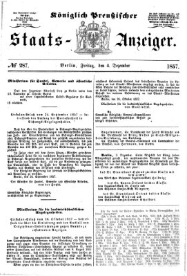 Königlich Preußischer Staats-Anzeiger (Allgemeine preußische Staats-Zeitung) Freitag 4. Dezember 1857