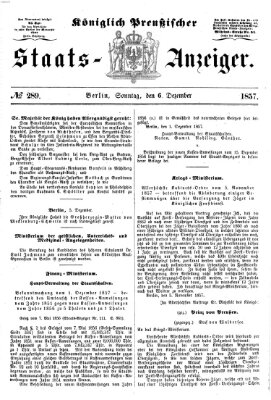 Königlich Preußischer Staats-Anzeiger (Allgemeine preußische Staats-Zeitung) Sonntag 6. Dezember 1857