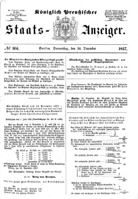 Königlich Preußischer Staats-Anzeiger (Allgemeine preußische Staats-Zeitung) Donnerstag 24. Dezember 1857