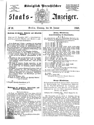 Königlich Preußischer Staats-Anzeiger (Allgemeine preußische Staats-Zeitung) Sonntag 24. Januar 1858