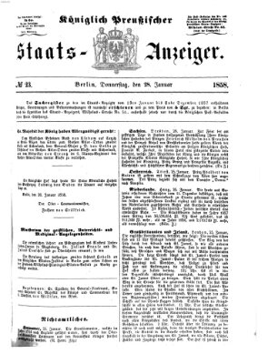 Königlich Preußischer Staats-Anzeiger (Allgemeine preußische Staats-Zeitung) Donnerstag 28. Januar 1858