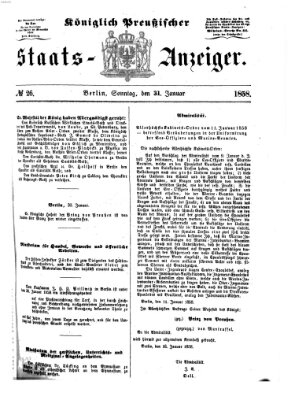 Königlich Preußischer Staats-Anzeiger (Allgemeine preußische Staats-Zeitung) Sonntag 31. Januar 1858