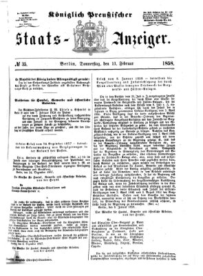 Königlich Preußischer Staats-Anzeiger (Allgemeine preußische Staats-Zeitung) Donnerstag 11. Februar 1858