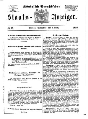 Königlich Preußischer Staats-Anzeiger (Allgemeine preußische Staats-Zeitung) Samstag 6. März 1858