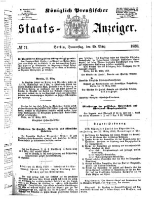 Königlich Preußischer Staats-Anzeiger (Allgemeine preußische Staats-Zeitung) Donnerstag 25. März 1858