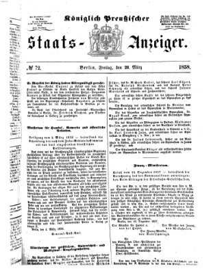 Königlich Preußischer Staats-Anzeiger (Allgemeine preußische Staats-Zeitung) Freitag 26. März 1858