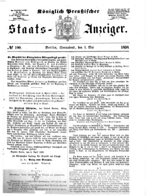 Königlich Preußischer Staats-Anzeiger (Allgemeine preußische Staats-Zeitung) Samstag 1. Mai 1858